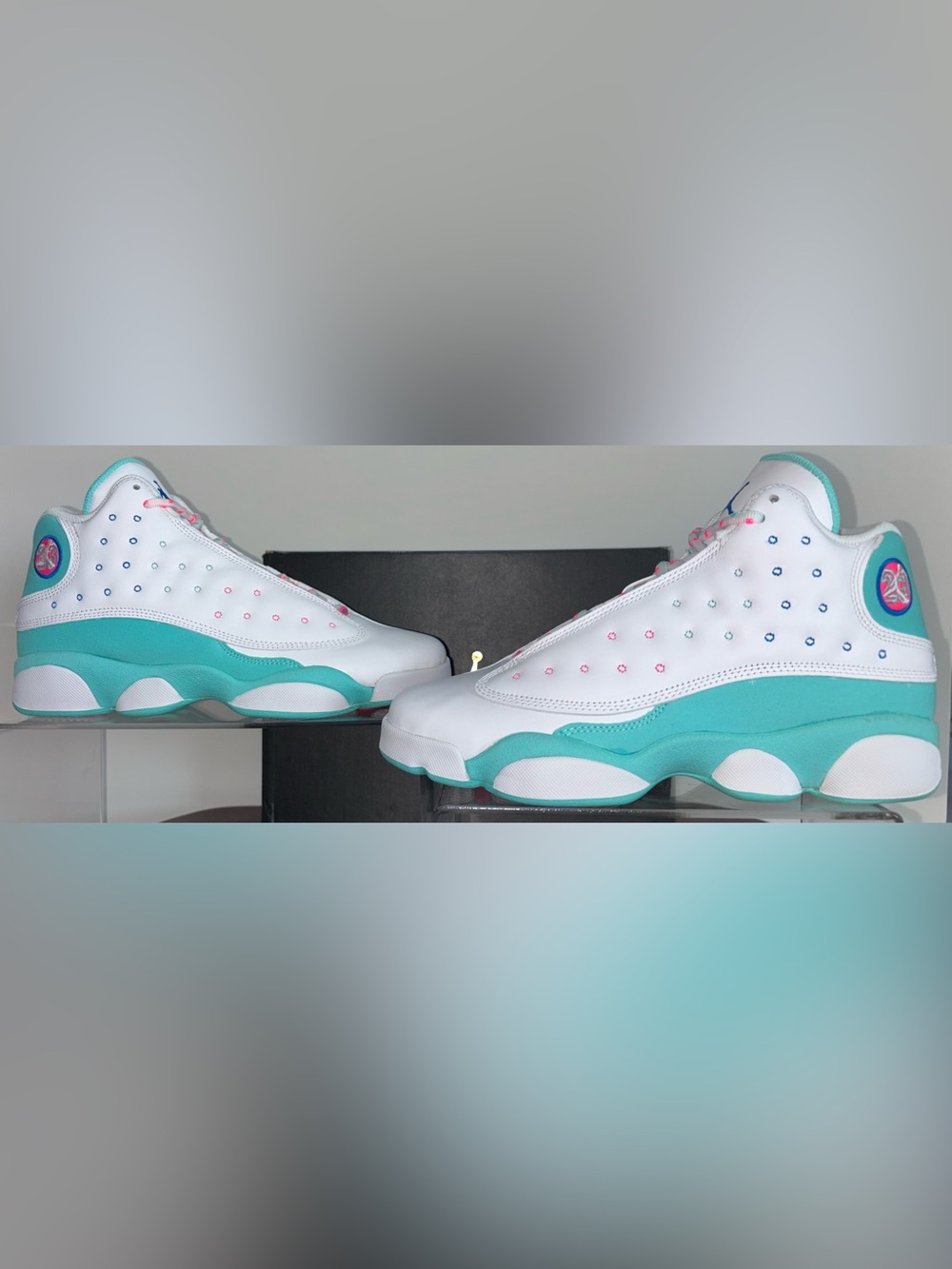 Nike Air Jordan 13 Retro White Soar Green Pink GS Size 7Y Brand New With Box